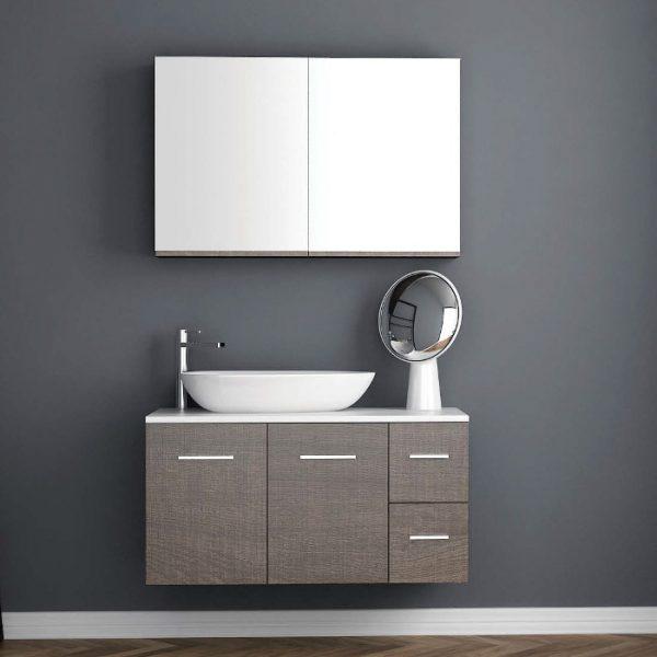 Orabella Solid Surface 100- Έπιπλο μπάνιου με 2 πόρτες-χωρίς νιπτήρα  Μελαμίνη Μ100xΒ45xΥ50cm | Casa Solutions Gekas
