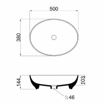 Orabella trend oval 02 white glossy – Νιπτήρας επικαθήμενος πορσελάνης 50x38x14,4 - Image 3