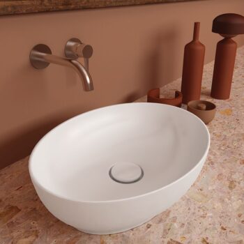 Orabella trend oval 02 white glossy – Νιπτήρας επικαθήμενος πορσελάνης 50x38x14,4
