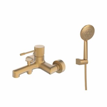 Terra Brushed Gold Μπαταρία λουτρού με τηλέφωνο πλήρες σετ - Image 3