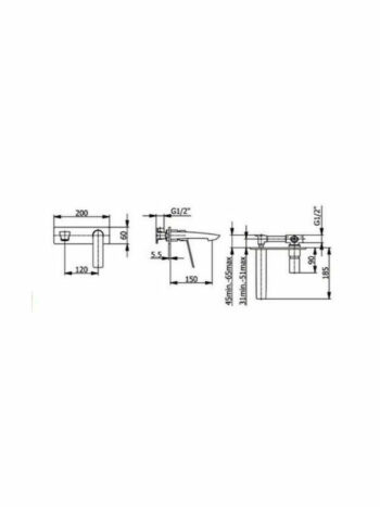 Tema Demm Sleek 9918RG-Μπαταρία νιπτήρα εντοιχιζόμενη 1 εξόδου Rose Gold - Image 2