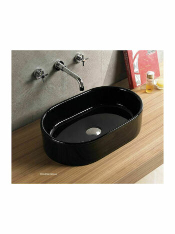 Tema Corona Black Shiny-Νιπτήρας επικαθήμενος οβάλ 55x35x14cm