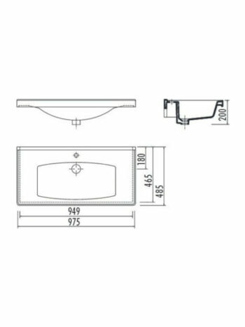 Tema Creavit Superior White-Νιπτήρας ένθετος ορθογώνιος 100x49x20cm - Image 4