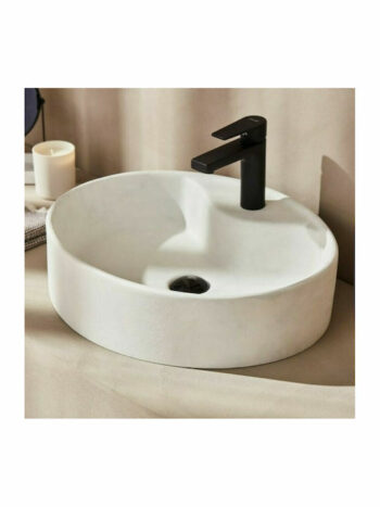 Tema Fontana White-Νιπτήρας επικαθήμενος οβάλ πέτρινος 52x42x13cm
