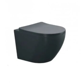 Tema Alpha rim off-Λεκάνη κρεμαστή με κάλυμμα slim duroplast soft close black matt