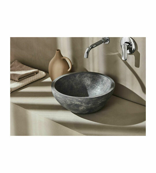 Tema Stone Anthracite-Νιπτήρας επικαθήμενος στρογγυλός πέτρινος Ø40