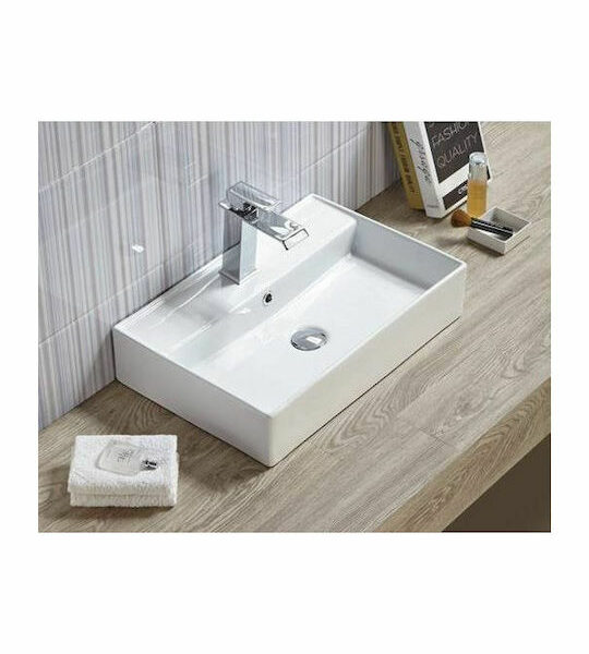 Tema New Strata White-Νιπτήρας επικαθήμενος ορθογώνιος 54,3x42x12cm