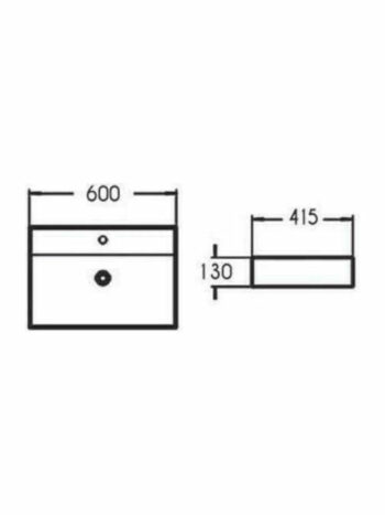 Tema New Strata White-Νιπτήρας επικαθήμενος ορθογώνιος 60,5x41,5x13cm - Image 2
