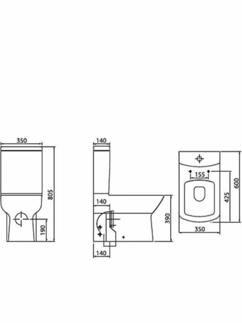 Tema creavit Quadro BTW White Set-Λεκάνη επιδαπέδια με κάλυμμα και καζανάκι - Image 3