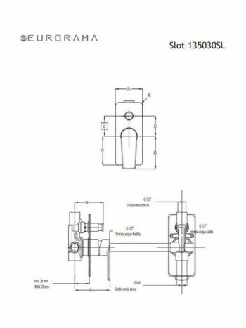 Eurorama Slot 135030SL-400 Μίκτης μπαταρίας εντοιχισμού ντουζιέρας 2 εξόδων με εκτροπέα Black Matt - Image 3