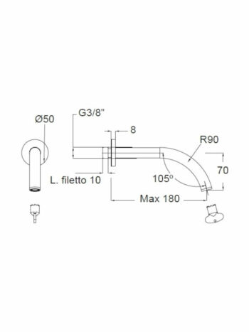 Eurorama Eletta R6809-221 Εκροή μπαταρίας εντοιχισμού μπανιέρας Bronze brushed - Image 2