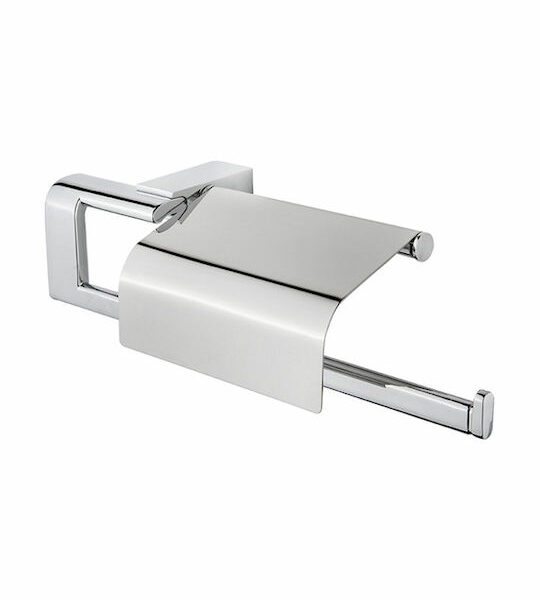 Tema Premium 71007-Χαρτοθήκη διπλή με κάλυμμα επιτοίχια chrome