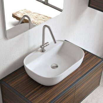 Scarabeo Glam/R 1802-301 Νιπτήρας επικαθήμενος 56x38 cm από πορσελάνη Pearl (white matt)