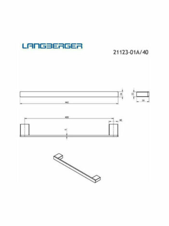 Langberger Series 123 21123-01A/40-400 Πετσετοκρεμάστρα μπάνιου μονή μεταλλική 40cm Black Matt με βίδες - Image 3