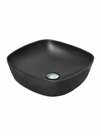 Serel 3049-401 Νιπτήρας επικαθήμενος 46x46 cm από πορσελάνη Black matt - Image 2