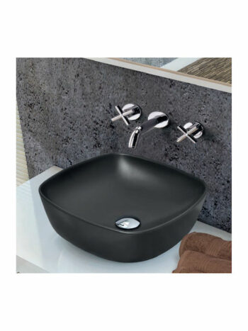 Serel 3049-401 Νιπτήρας επικαθήμενος 46x46 cm από πορσελάνη Black matt