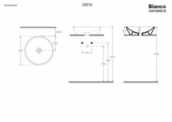 Bianco Ceramica Lupo 33010-311 Νιπτήρας επικαθήμενος στρογγυλός Φ45 cm από πορσελάνη Ivory matt - Image 3