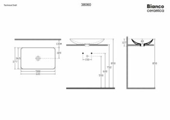 Bianco Ceramica Rio 38060-311 Νιπτήρας επικαθήμενος 60x37,7 cm από πορσελάνη Ivory matt - Image 3