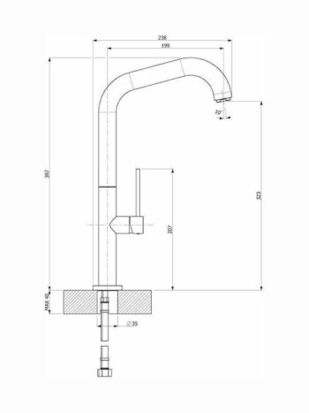 Armando Vicario Tozo 48510-100 Μπαταρία κουζίνας Πάγκου με περιστρεφόμενο ρουξούνι Chrome - Image 3