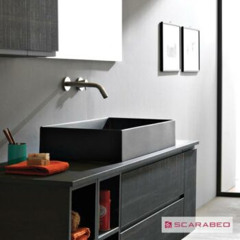 Scarabeo Teorema 5102-401 Νιπτήρας επικαθήμενος 80x40 cm από πορσελάνη Ardesia (black matt) - Image 2
