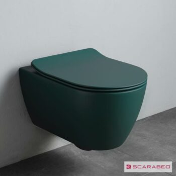 Scarabeo Moon Clean Flush 552000SC-900 Λεκάνη κρεμαστή από πορσελάνη 50,5x36 cm rimless με κάλυμμα slim-soft close Musk (green)