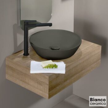 Bianco Ceramica Lupo 33010-421 Νιπτήρας επικαθήμενος στρογγυλός Φ45 cm από πορσελάνη Anthracite matt