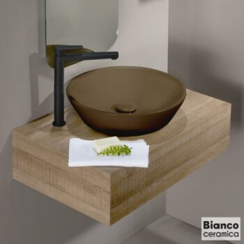 Bianco Ceramica Lupo 33010-530 Νιπτήρας επικαθήμενος στρογγυλός Φ45 cm από πορσελάνη Taupe matt