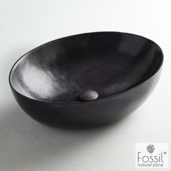 Fossil Malin MR55-400 Νιπτήρας επικαθήμενος οβάλ 55x41 cm από μάρμαρο Black