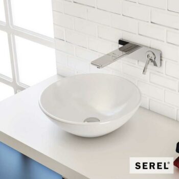 Serel 2012-300 Νιπτήρας επικαθήμενος στρογγυλός Φ45 cm από πορσελάνη White - Image 2