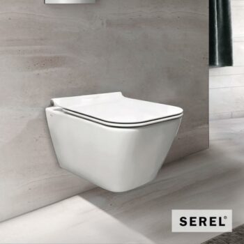 Serel Rita/52 RT2600SC-300 Λεκάνη κρεμαστή από πορσελάνη 52x35,5 cm rimless με κάλυμμα Slim Soft close White