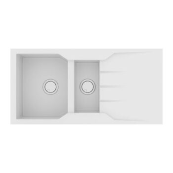 Sanitec Ultra Granite 802 - Νεροχύτης ένθετος με δύο γούρνες 100x50 cm Bianco