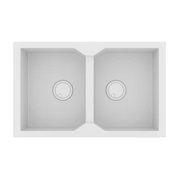 Sanitec Ultra Granite 806 - Νεροχύτης ένθετος με δύο γούρνες 79x50 cm Bianco