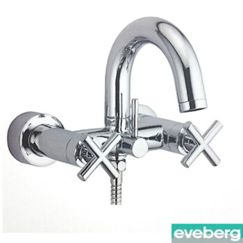 Eveberg Swiss - Μπαταρία Λουτρού 2 διακοπτών επιτοίχια πλήρες σετ Chrome