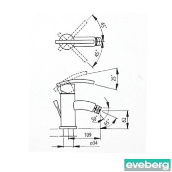 Eveberg Verdi - Μπαταρία νιπτήρα αναμεικτική με βαλβίδα Chrome - Image 2