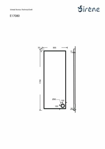 Sirene Extra Flat E17080-300 Ντουζιέρα παραλληλόγραμμη ακρυλική 170x80x5,5 cm White glossy - Image 3