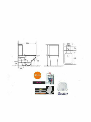 Ceramita Storm - Set Λεκάνη επιδαπέδια Rimless με καζανάκι και κάλυμμα - κατωστόμια 65cm - Image 3