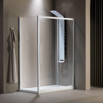 Devon Flow Slider SLF140C-300 Καμπίνα ντουζιέρας από τοίχο σε τοίχο 137-141x195 cm Clean Glass White Matt - Image 2