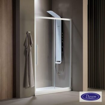 Devon Flow Slider SLF140C-300 Καμπίνα ντουζιέρας από τοίχο σε τοίχο 137-141x195 cm Clean Glass White Matt
