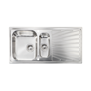 Sanitec Cometa Ένθετος Νεροχύτης με δύο γούρνες 100x50cm Inox Σαγρέ αριστερός