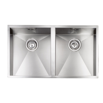 Sanitec Filo Quadra Ένθετος Νεροχύτης με δύο γούρνες 77x45cm Inox Σατινέ (λείος)