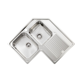 Sanitec Zenith Ένθετος Νεροχύτης 83x83cm Inox Σατινέ αριστερός με δύο γούρνες
