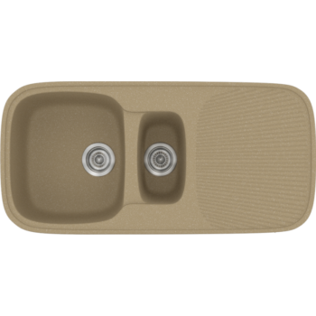 Sanitec Classic 301 - Νεροχύτης ένθετος συνθετικός με δύο γούρνες 97x50 Metallic Cream