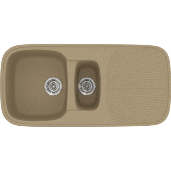 Sanitec Classic 301 - Νεροχύτης ένθετος συνθετικός με δύο γούρνες 97x50 Metallic Cream