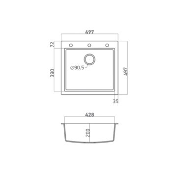 Sanitec Ultra Granite 816 - Νεροχύτης ένθετος με μία γούρνα 50x50 cm Ocra - Image 3