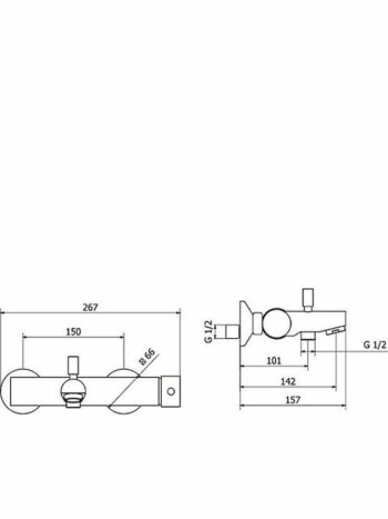 Teorema New Jabil- Μπαταρία λουτρού αναμεικτική επιτοίχια πλήρες σετ Black Matt - Image 2