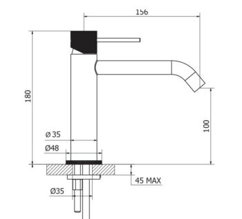 Teorema Lab - Μπαταρία νιπτήρα Ψηλή με βαλβίδα clicker Graphite - Image 2