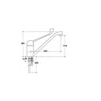 Sanitec Multi - Μπαταρία κουζίνας Πάγκου (A.M.E.A.) με περιστρεφόμενο ρουξούνι Chrome - Image 2