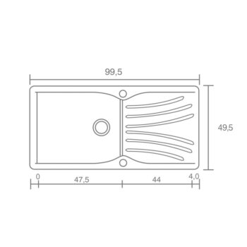 Sanitec Classic 324 - Νεροχύτης ένθετος συνθετικός αντιστρεφόμενος 100x50 Granite Rust - Image 2