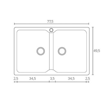 Sanitec Classic 340 - Νεροχύτης ένθετος συνθετικός με δύο γούρνες 78x50 Granite Grey - Image 2