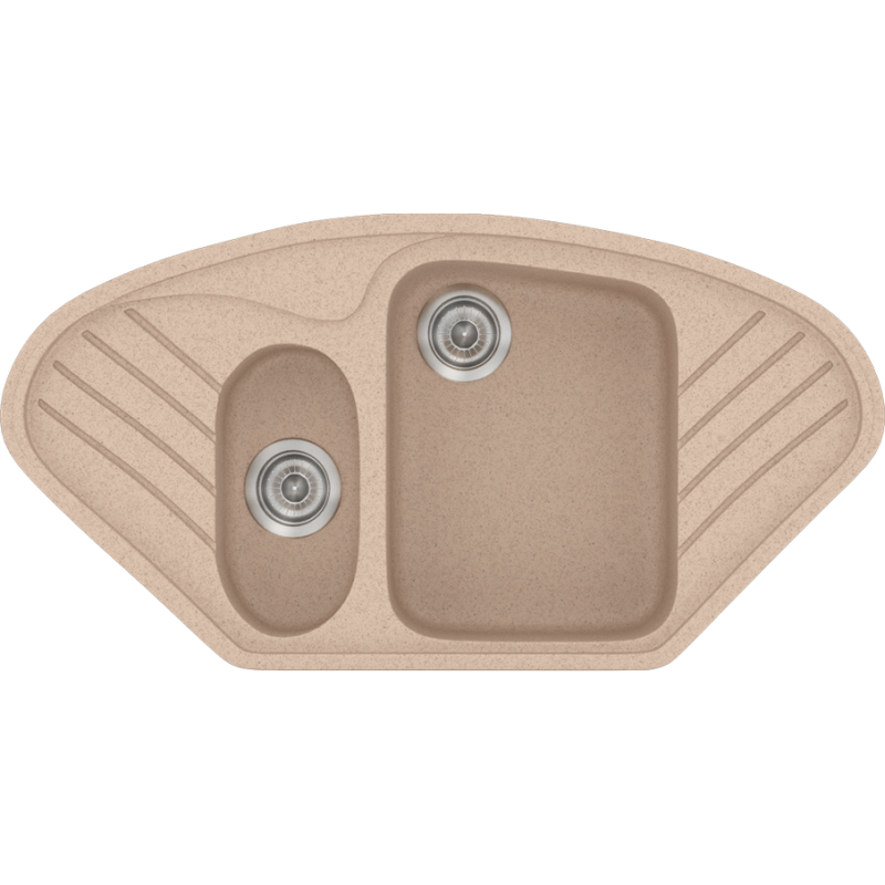 Sanitec Classic 302 - Νεροχύτης ένθετος συνθετικός με δύο γούρνες 96x51 Granite Sand